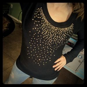 2B bebe Gold Studded Stretch Knit L/S Top S
